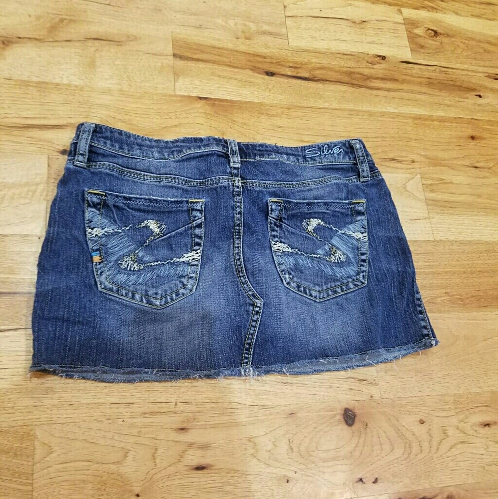 Silver jeans mini skirt
